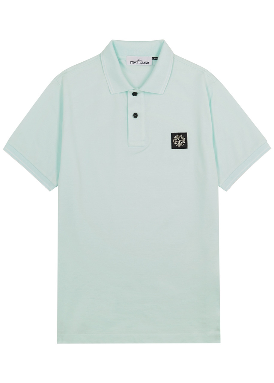Stone Island Piqué Cotton Polo Shirt - Light Blue - M