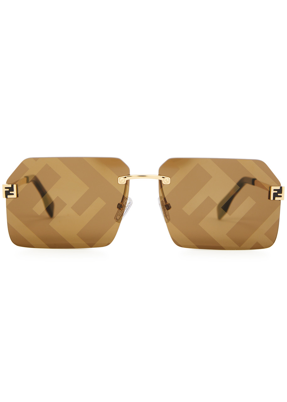  Fendi Rimless Rectangle-frame Sunglasses - Gold 