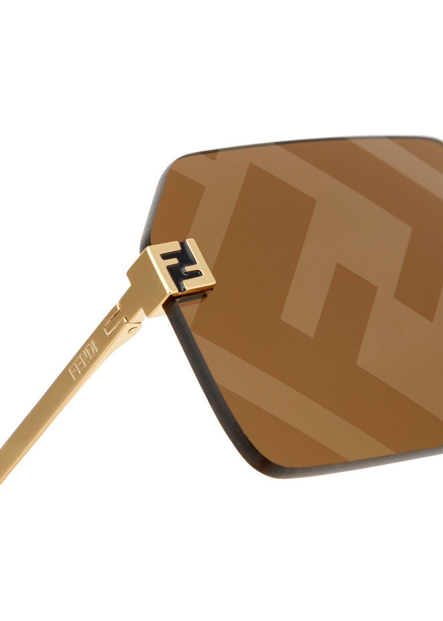  Fendi Rimless Rectangle-frame Sunglasses - Gold 