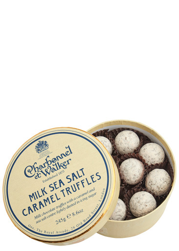 Charbonnel ET Walker Milk Chocolate Sea Salt Caramel Truffles 240g, Soft Caramel Centre Which has a Hint of sea Salt, Lightly Covered in Icing Sugar
