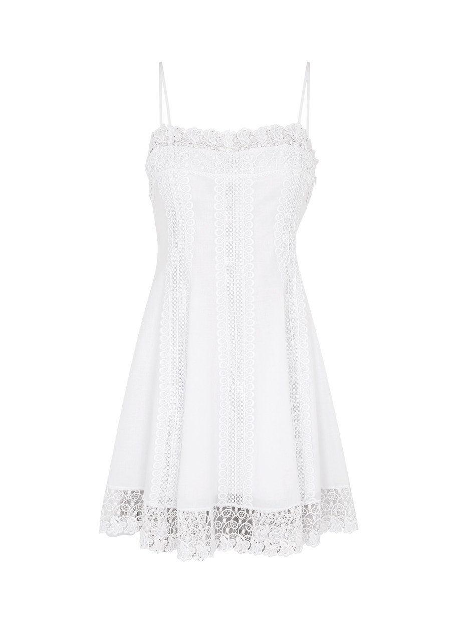 Charo Ruiz Ibiza Ornella Lace-trimmed Cotton-blend Mini Dress - White - L