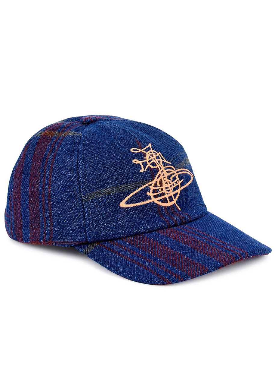 Vivienne Westwood Logo-embroidered Checked Cotton-blend cap - Navy - One Size