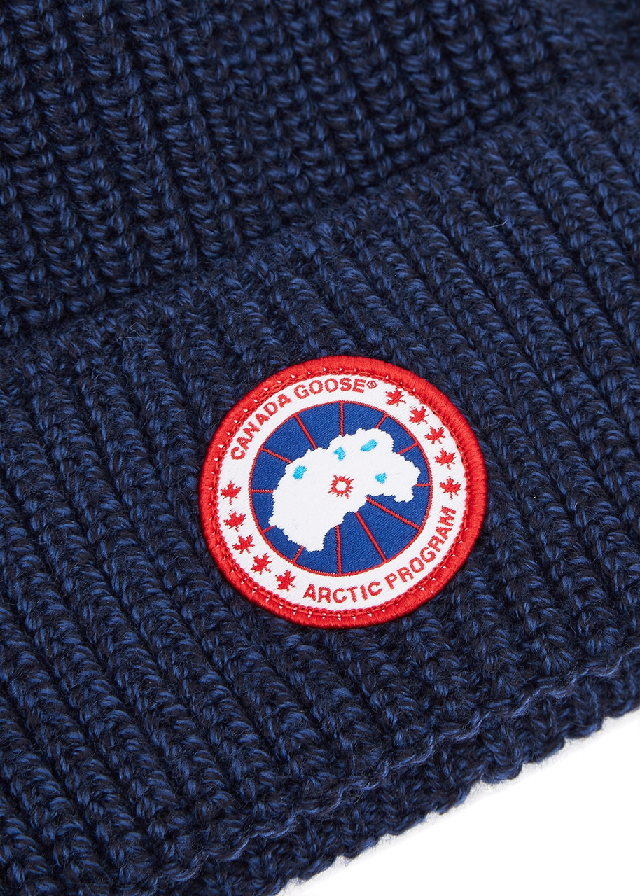  Canada Goose Arctic Disc Toque Navy Wool Beanie 
