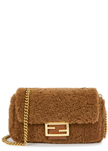 FENDI Small shearling shoulder bag Harvey Nichols