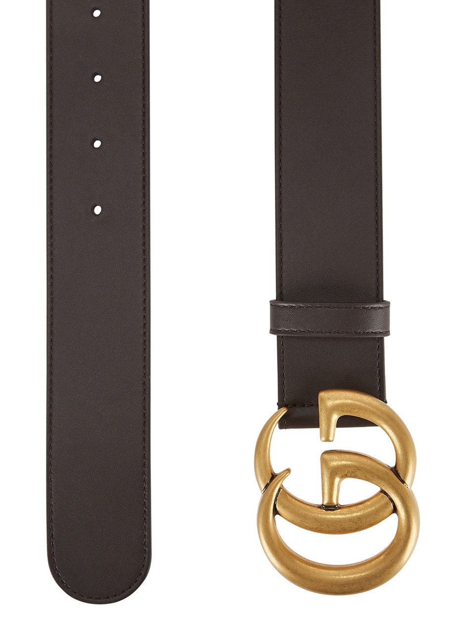  Gucci Gg Leather Belt - Brown 