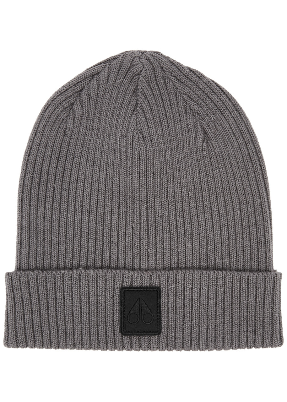 Moose Knuckles Mariner Ribbed Merino Wool Beanie - Grey