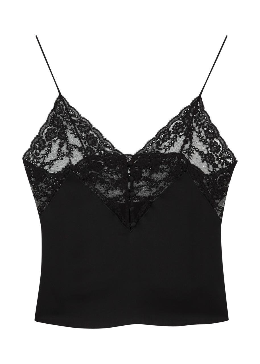 Saint Laurent Lace-trimmed Silk Camisole - Black - 10