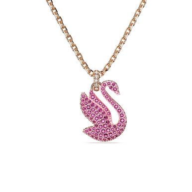 SWAROVSKI Swarovski iconic swan pendant swan medium pink rose gold