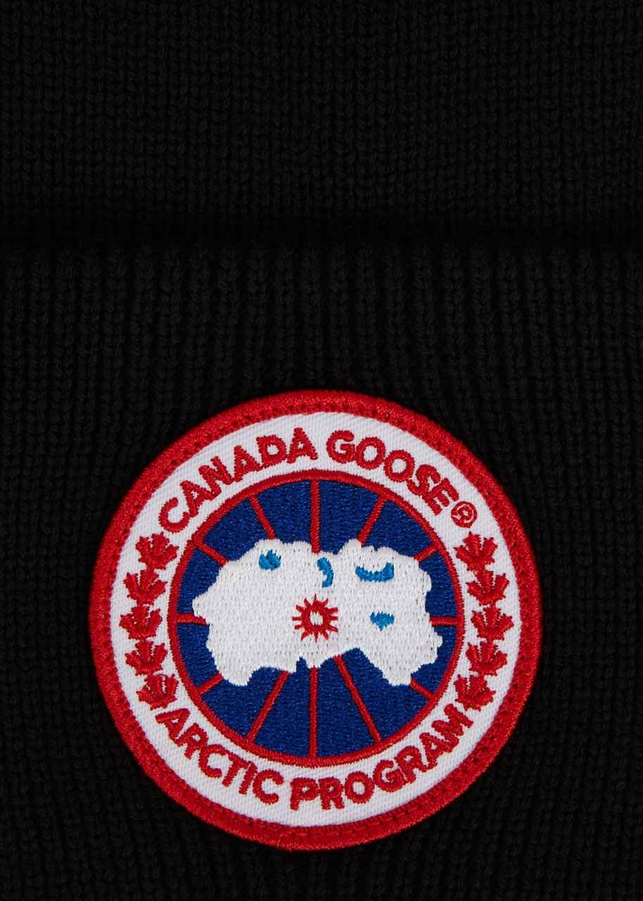  Canada Goose Logo Wool Beanie - Black 
