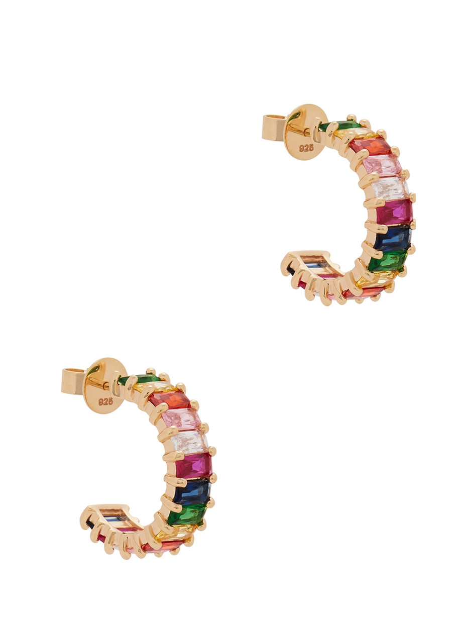 18kt Gold-plated Hoop Earrings, Earrings, Emerald