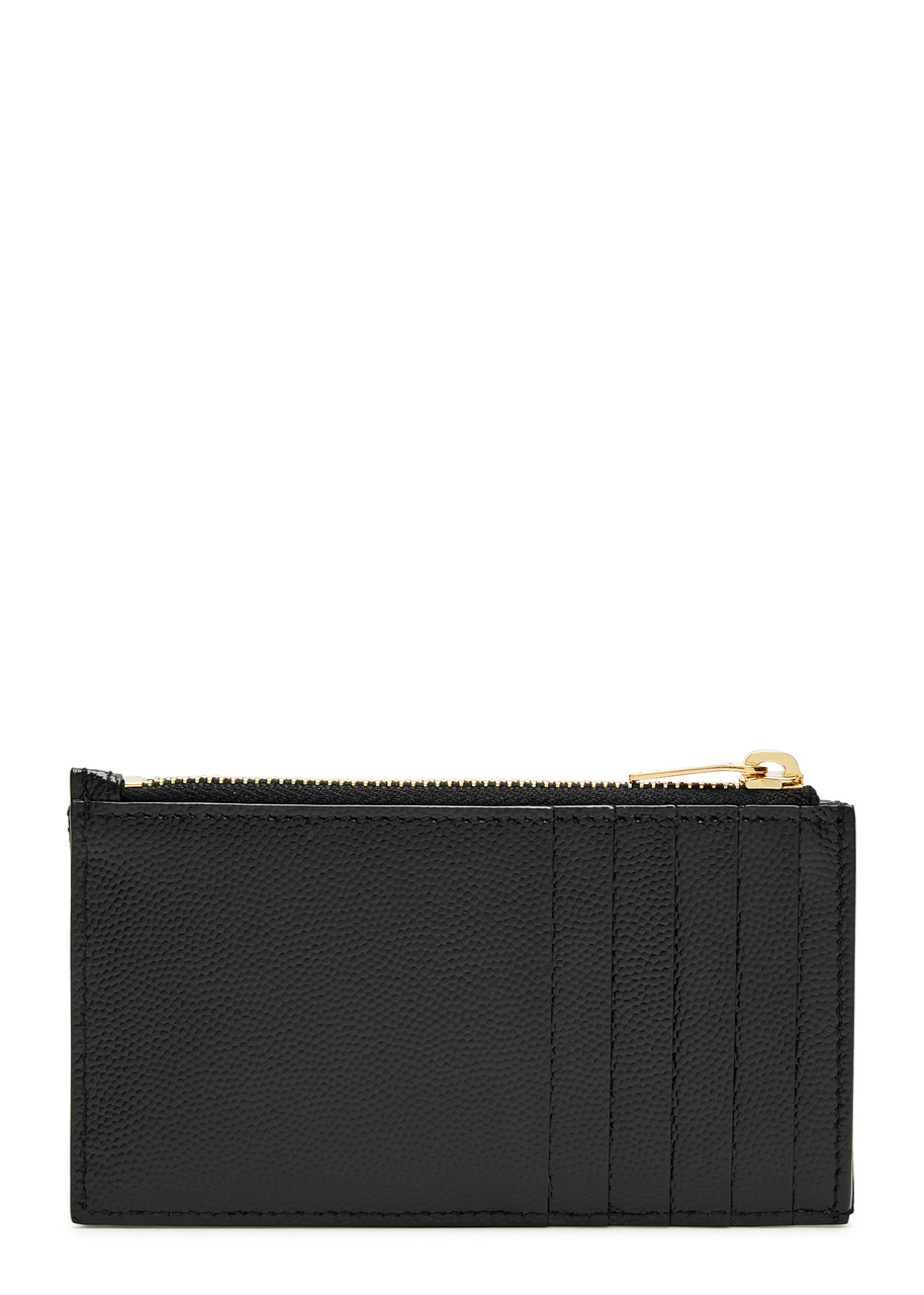  Saint Laurent Logo Quilted Leather Card Holder - Black 