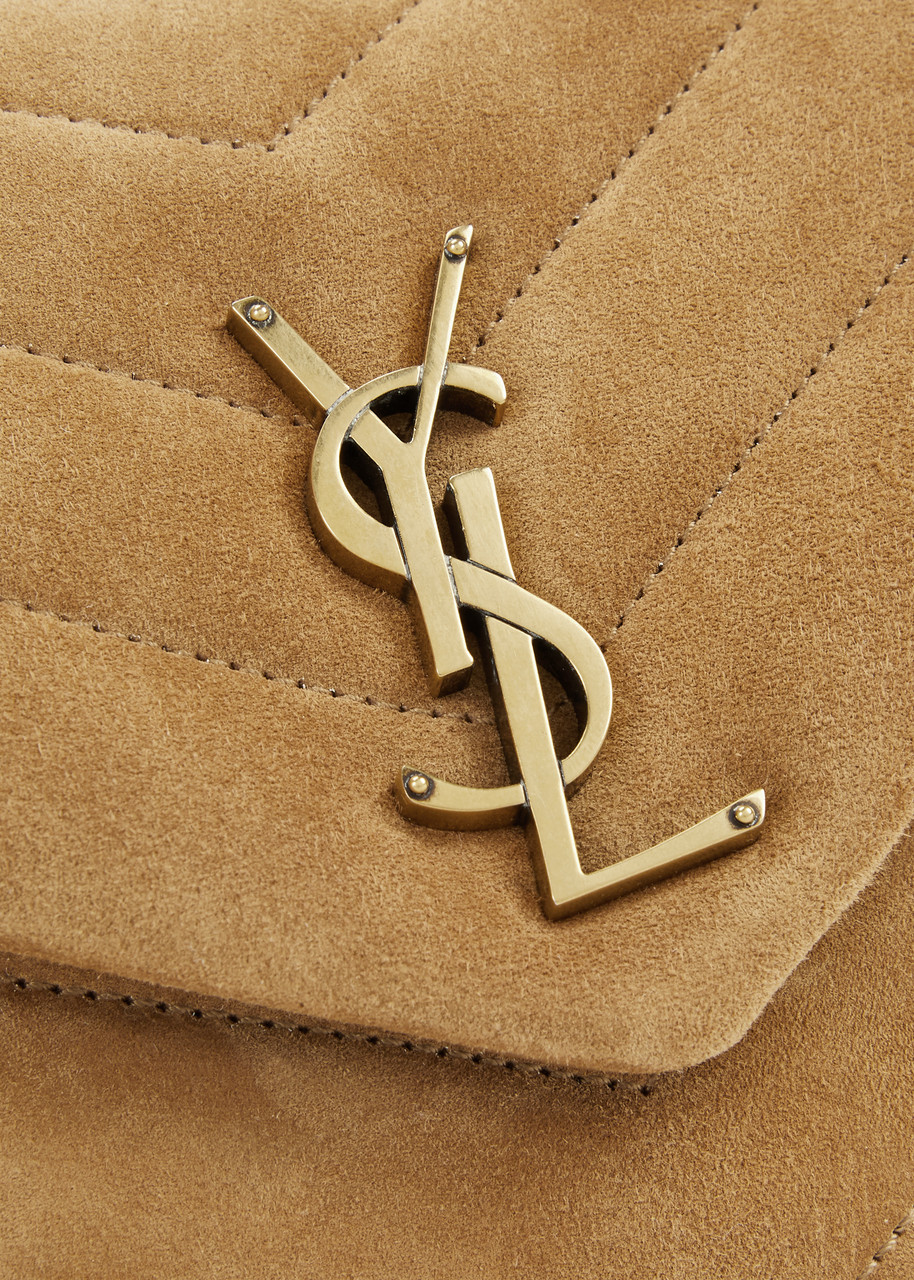  Saint Laurent - Women's Brown Loulou Small Suede Shoulder Bag - Adjustable Chain & Leather Shoulder Strap - One Size 