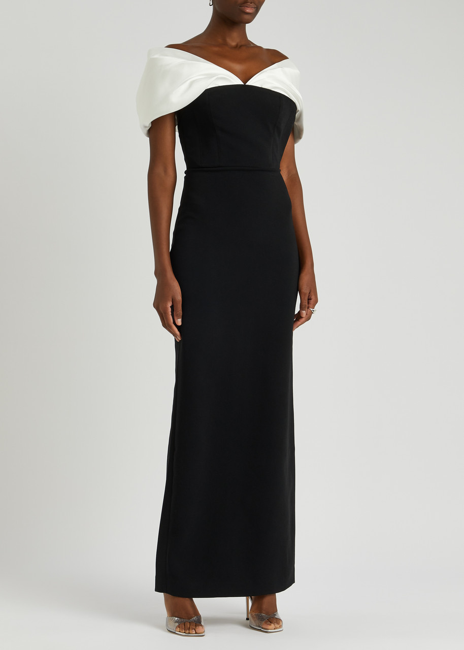 Shop Solace London Dakota Off-the-shoulder Gown In Black