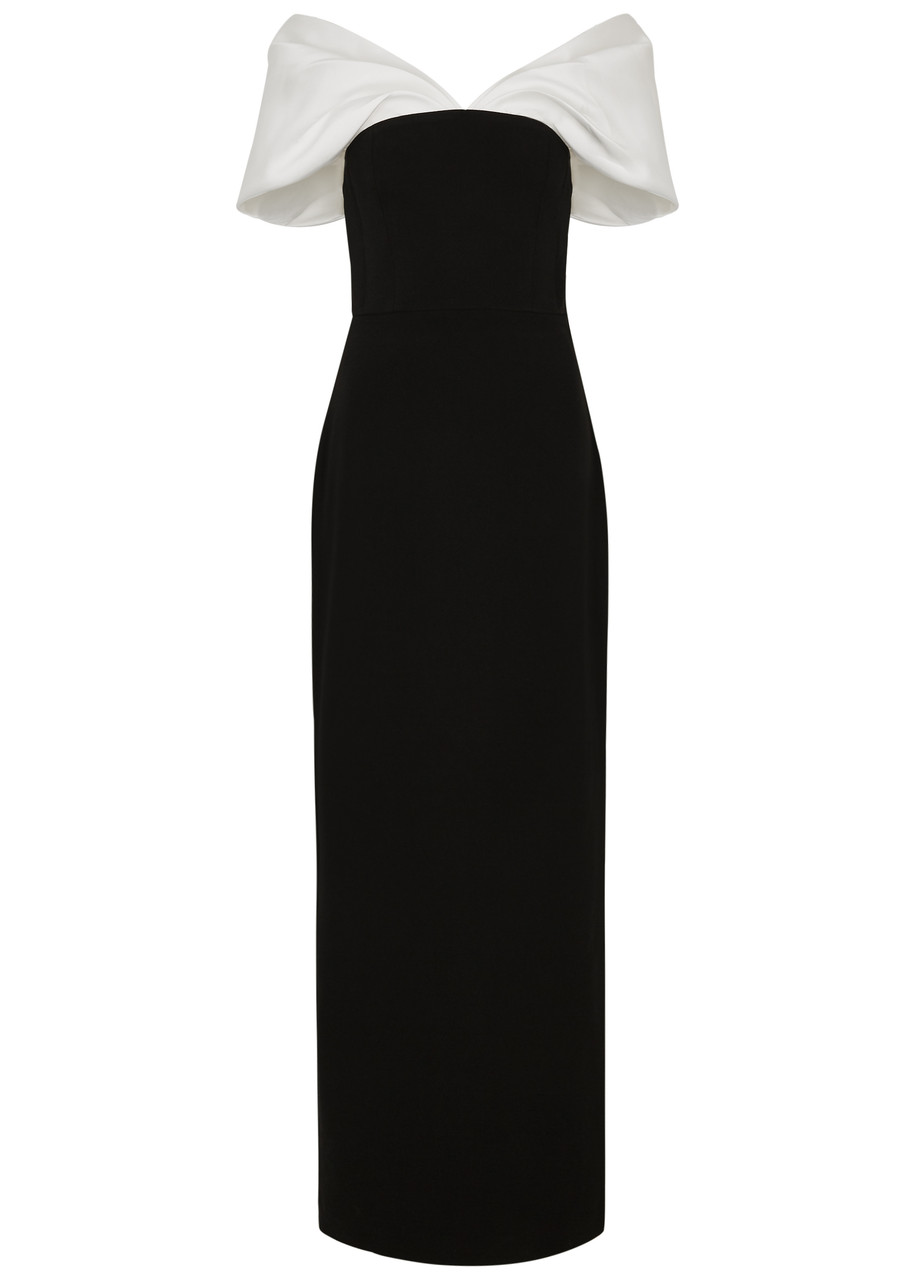 Shop Solace London Dakota Off-the-shoulder Gown In Black