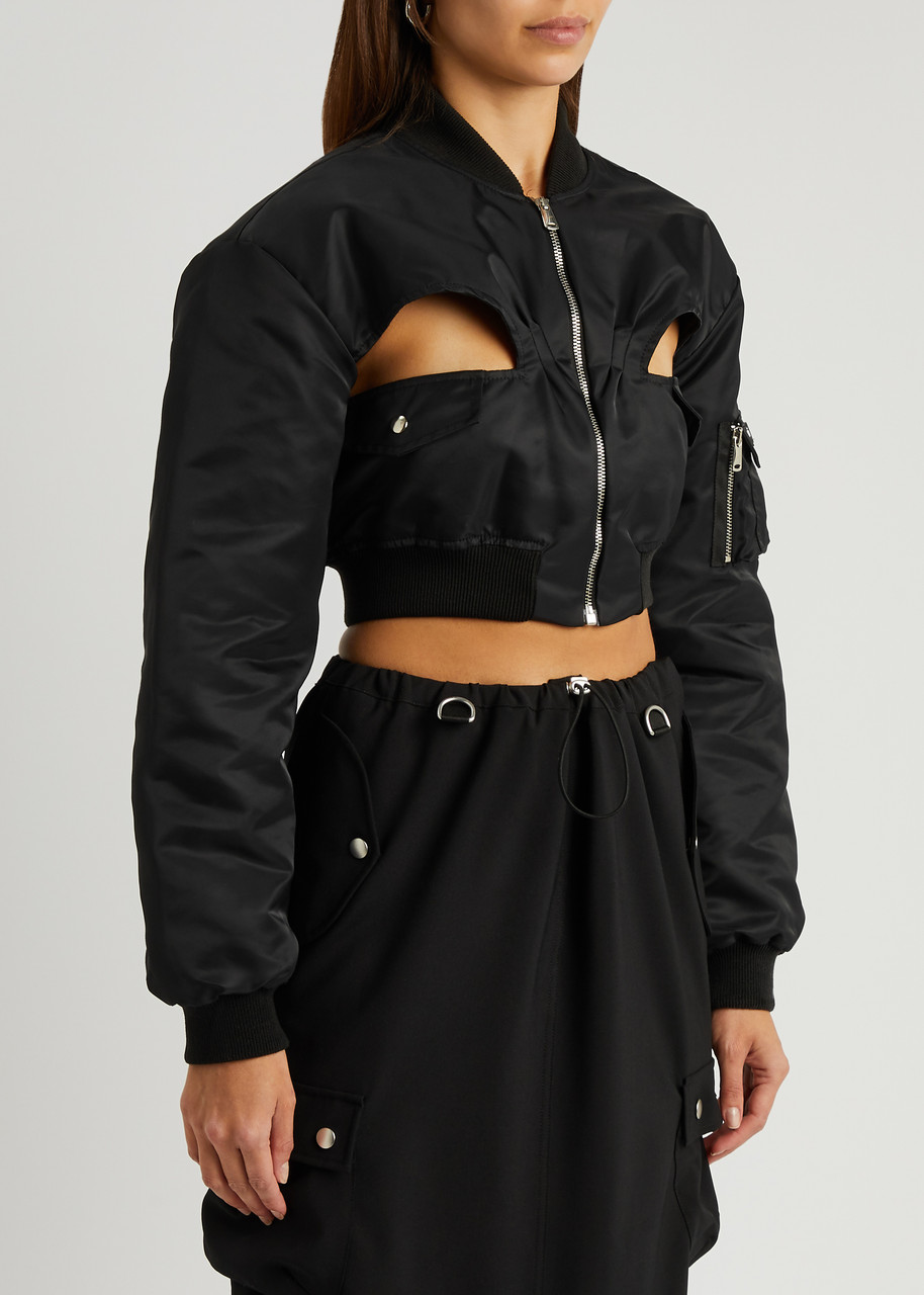  Coperni Cut-out Cropped Shell Bomber Jacket - Black - 10 