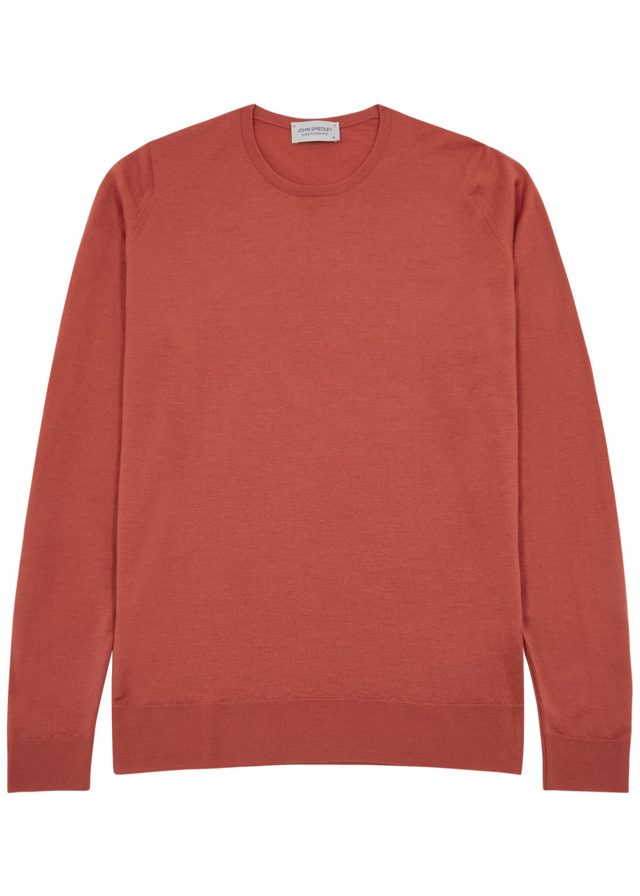 John Smedley virgin wool drawstring hoodie - Red