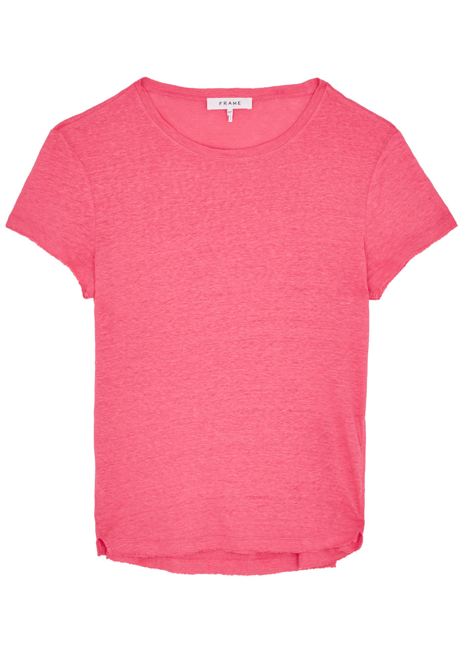 Frame Easy True Linen T-shirt In Pink