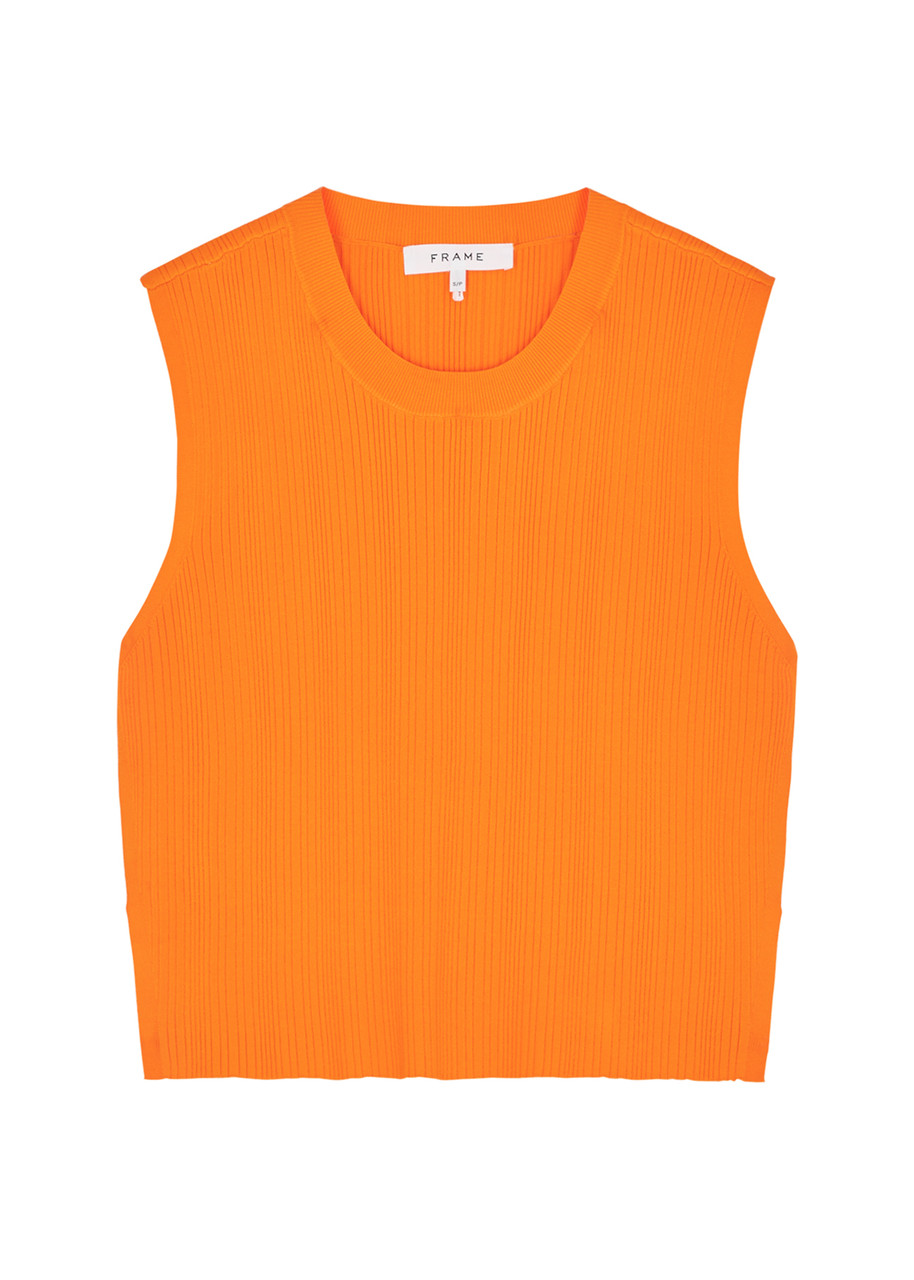 Frame Orange Cutout Tank Top In Bright Orange