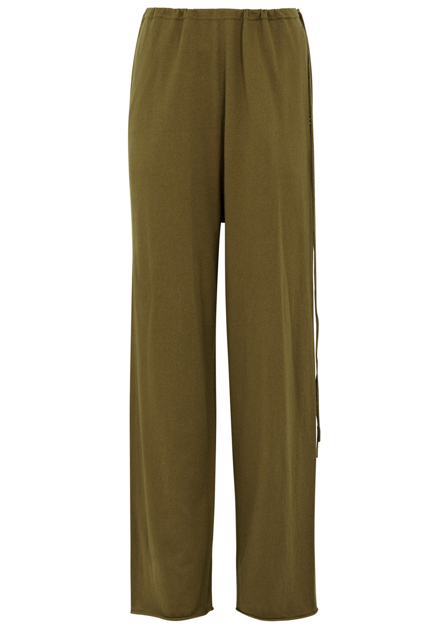 Extreme Cashmere N°278 Judo Cotton And Cashmere-blend Trousers In Khaki
