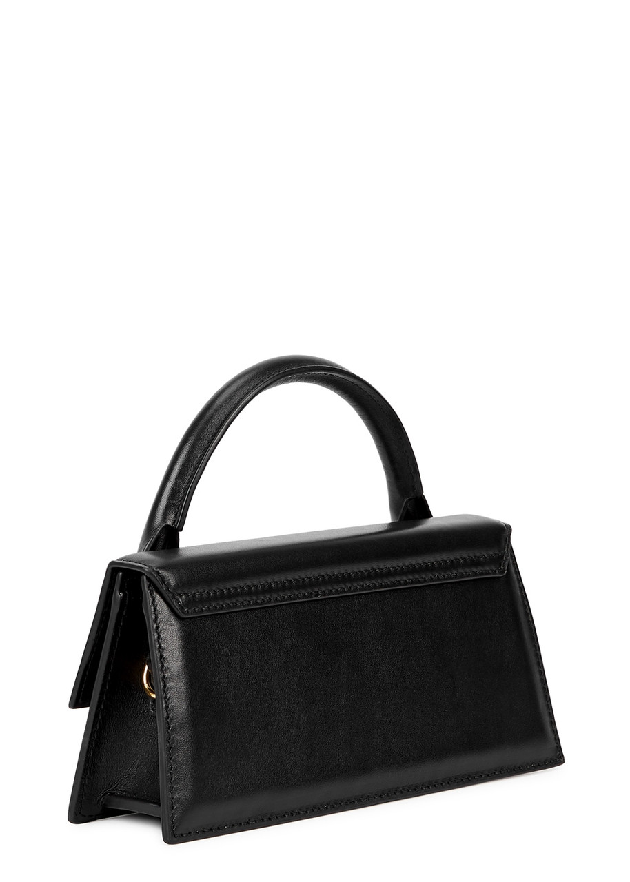 Jacquemus Le Chiquito Long Black Leather Top Handle Bag, Bag, Black In Black