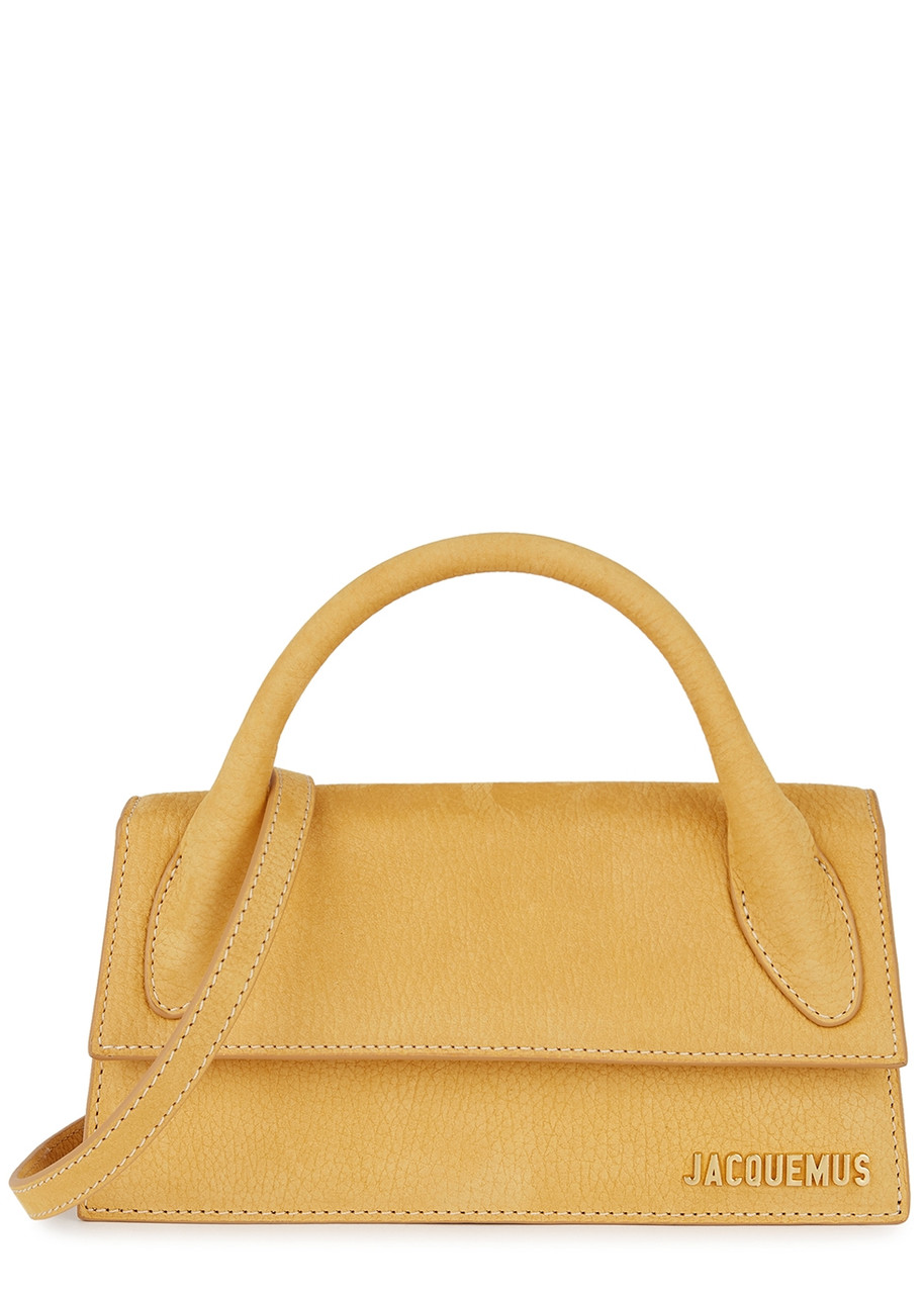 Jacquemus Le Chiquito Long Leather Top Handle Bag In Yellow