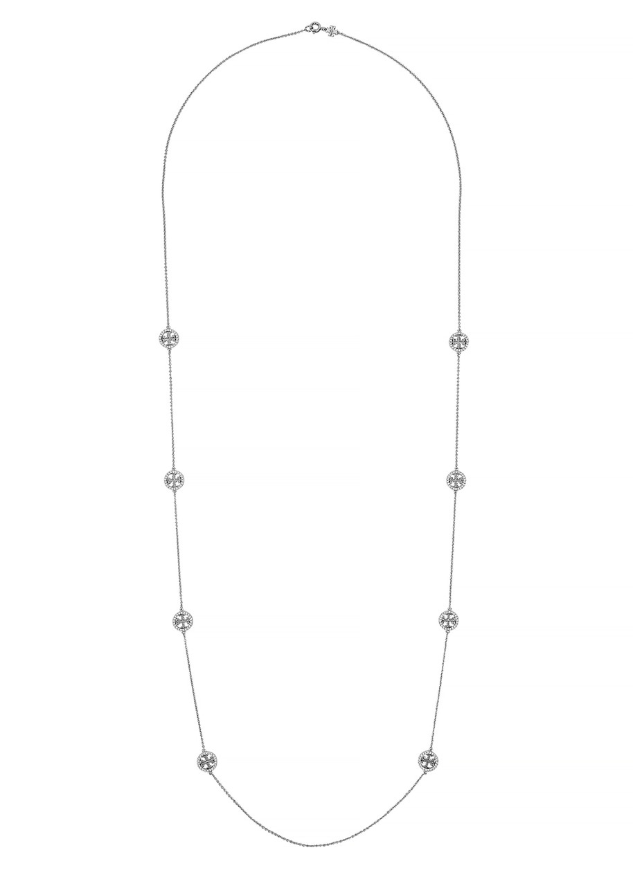 Tory Burch Miller Logo Silver-tone Necklace In Metallic