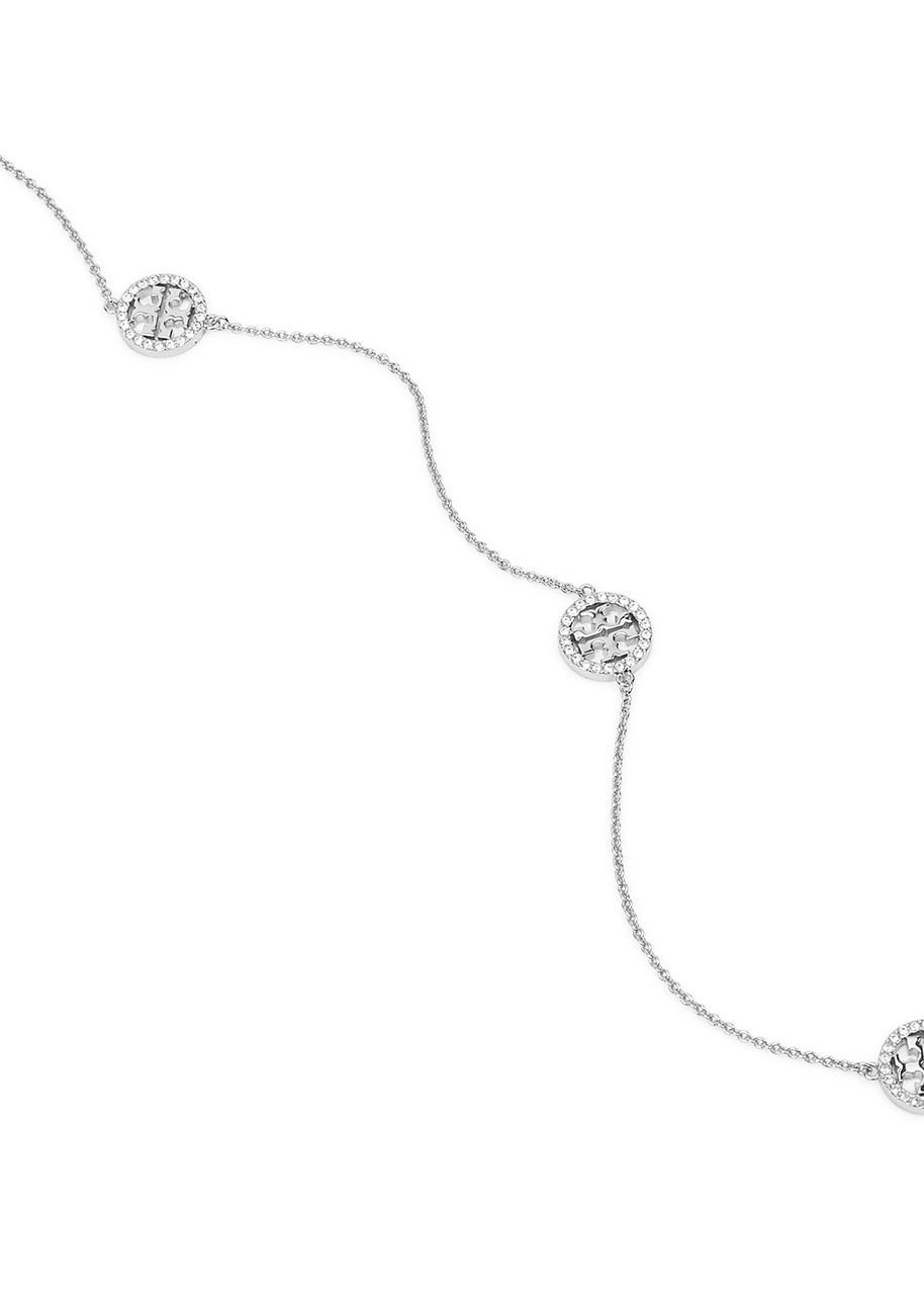  Tory Burch Miller Logo Silver-tone Necklace - One Size 