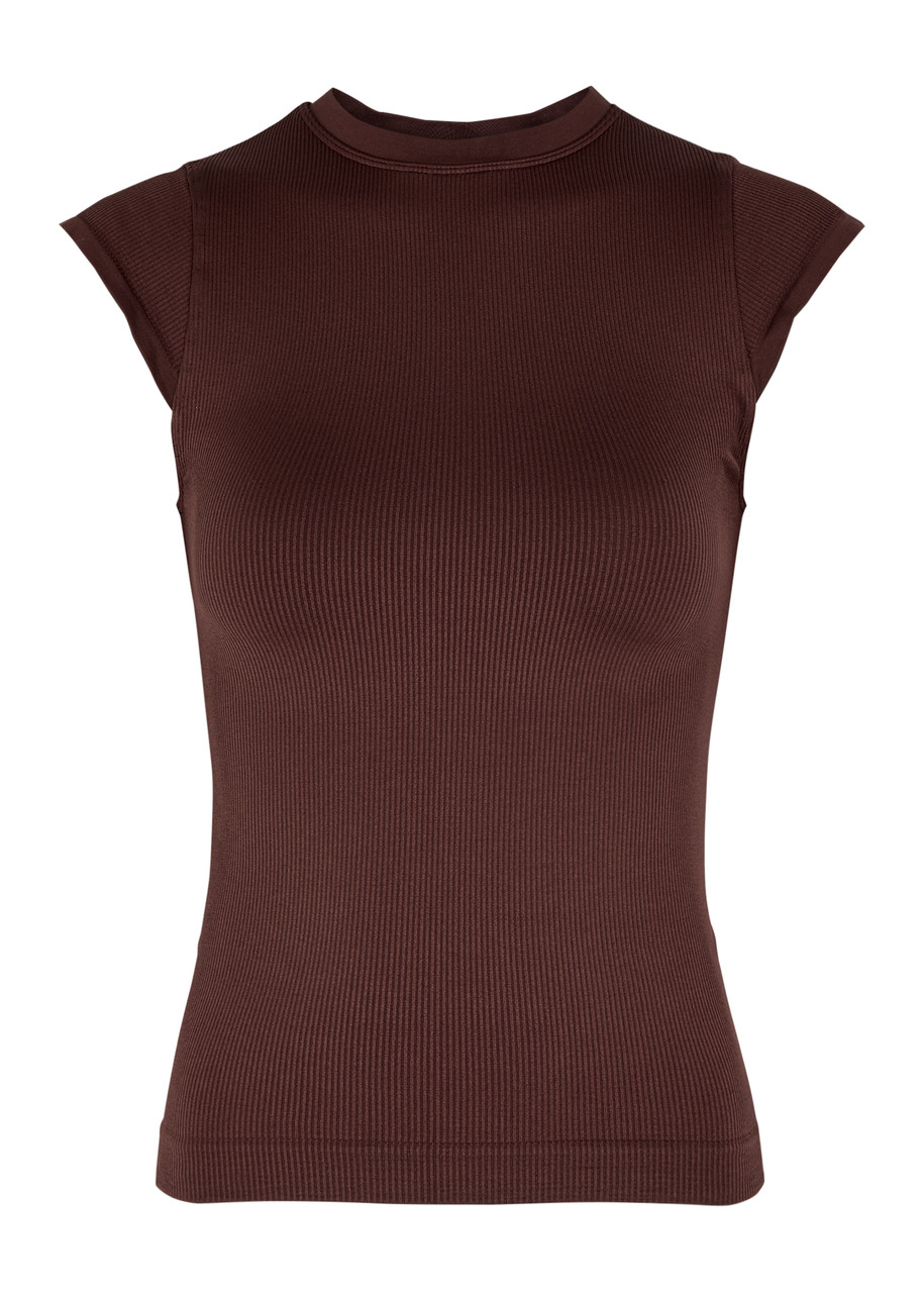 Prism2 Rouse Ribbed Stretch-jersey Top In Maroon
