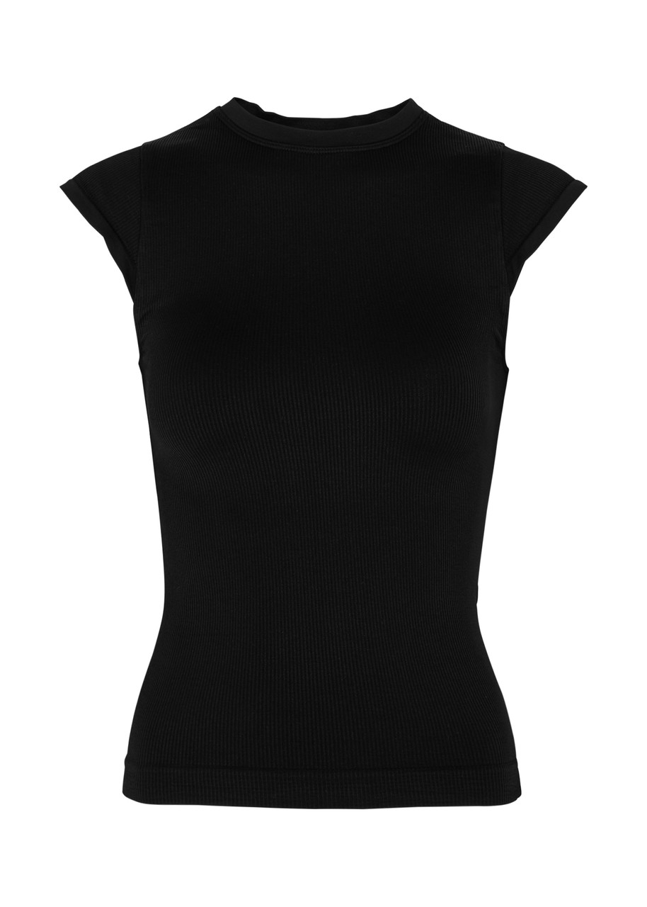 Prism2 Rouse Ribbed Stretch-jersey Top In Black