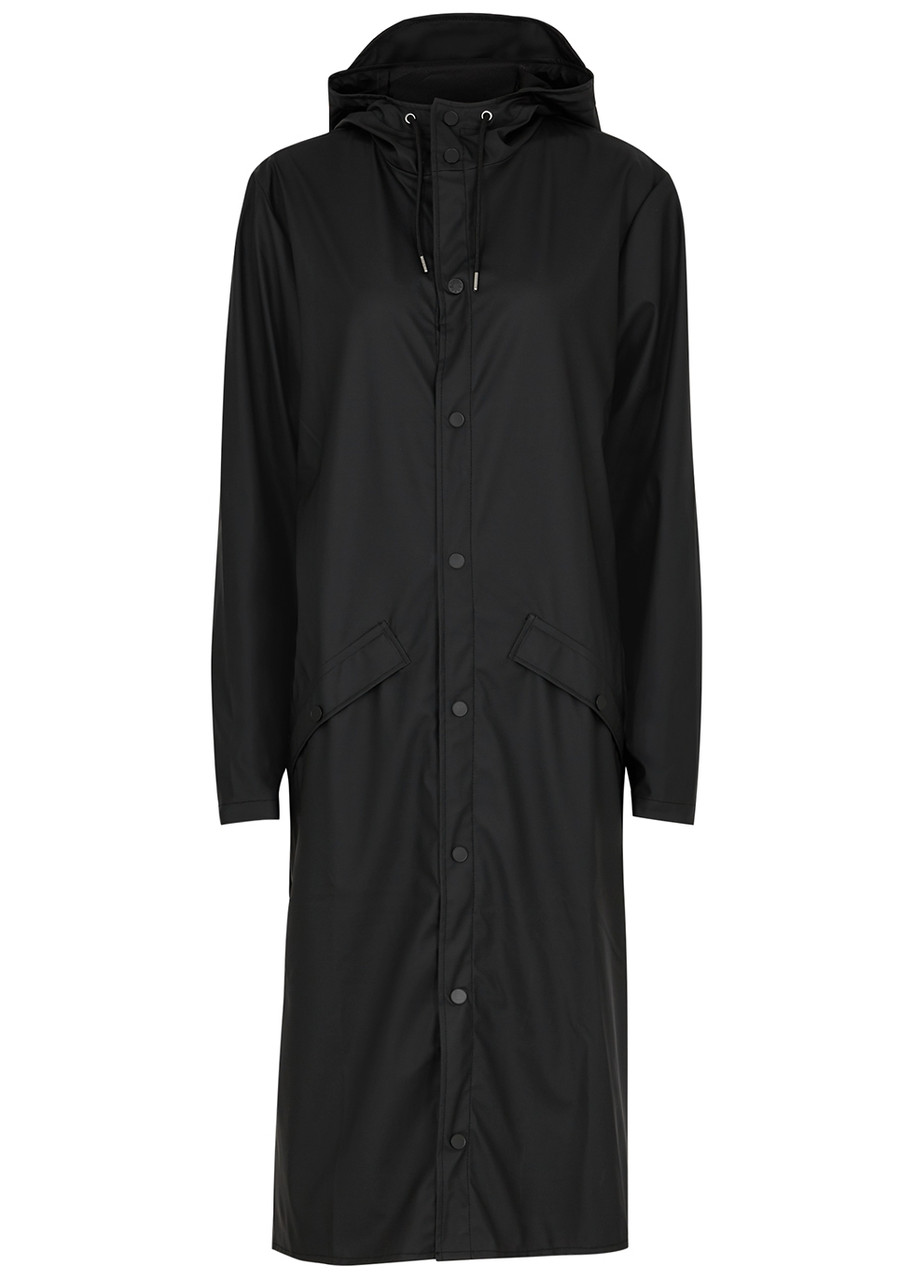Rains Longer Matte Black Rubberised Raincoat - L
