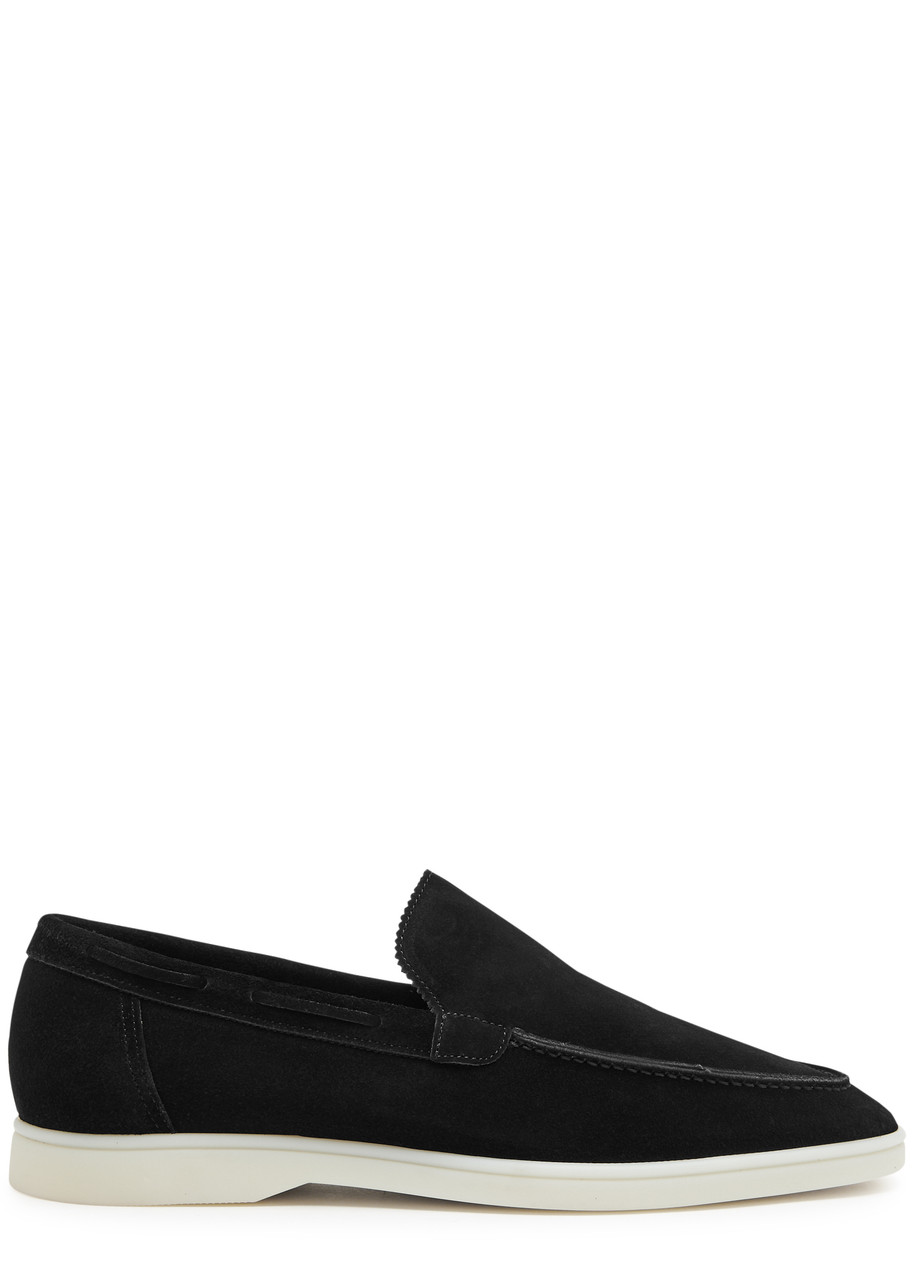 Shop Aurélien Yacht Suede Loafers In Black