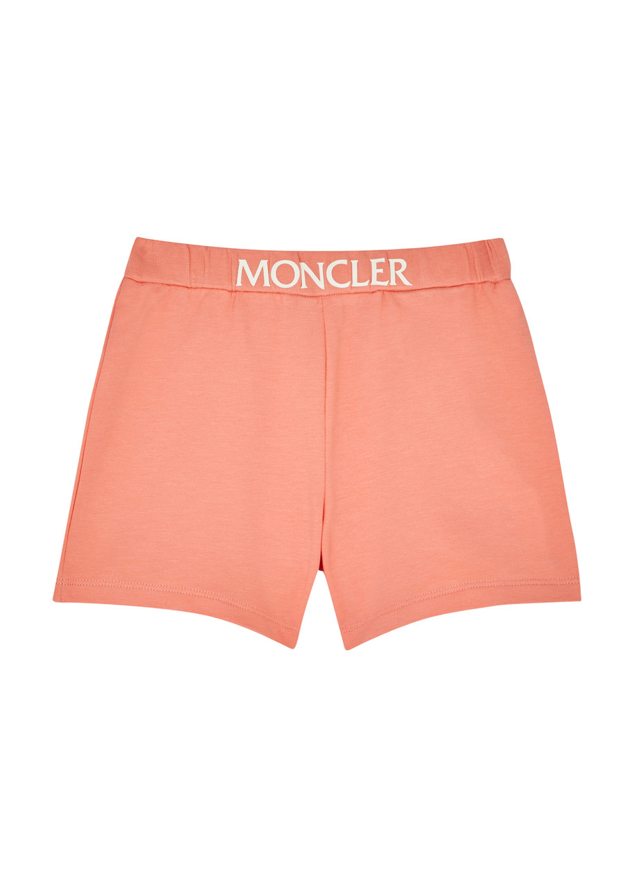 Moncler Kids Logo Stretch-cotton Shorts - Pink Salmon - 2 Years
