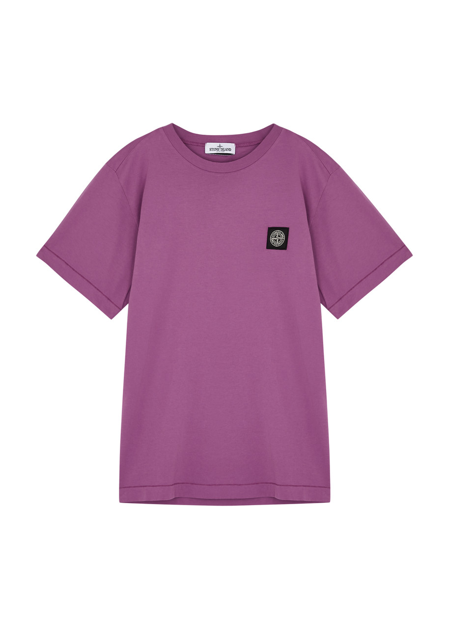 Stone Island Kids Logo Cotton T-shirt (10-12 Years) In Purple