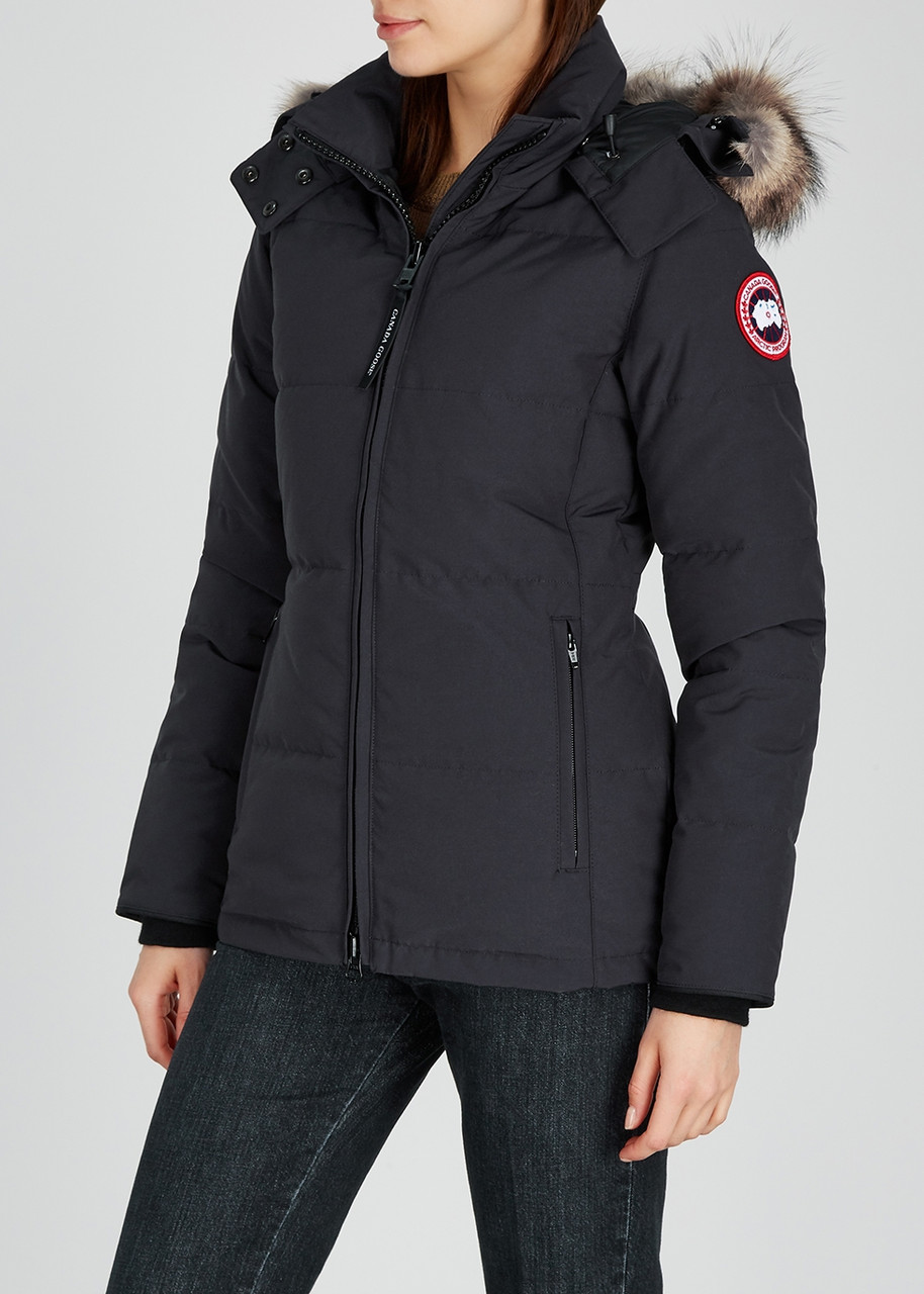  Canada Goose Chelsea Fur-trimmed Arctic-tech Parka - Navy - Xs 