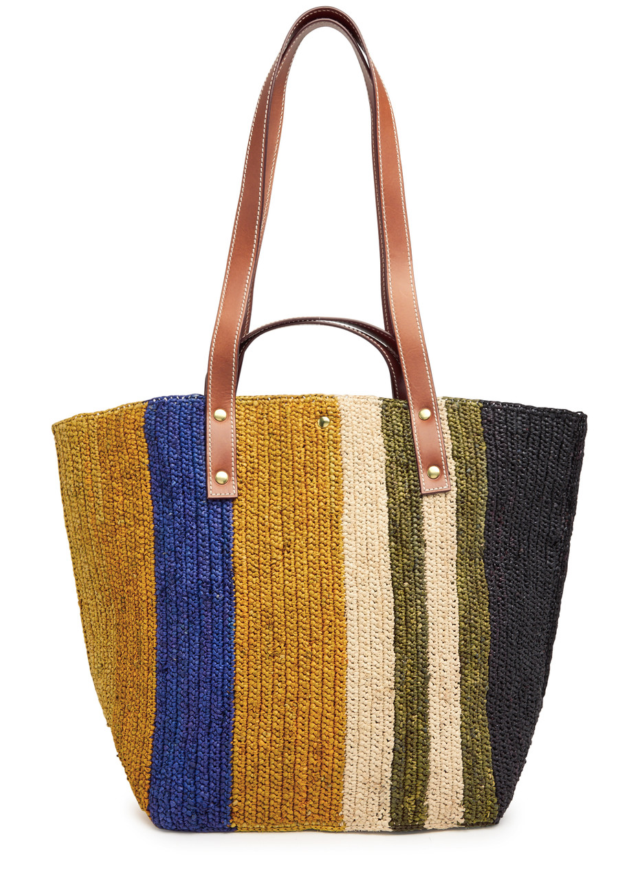 Colville Pudding Colour-Block Raffia Bucket Bag