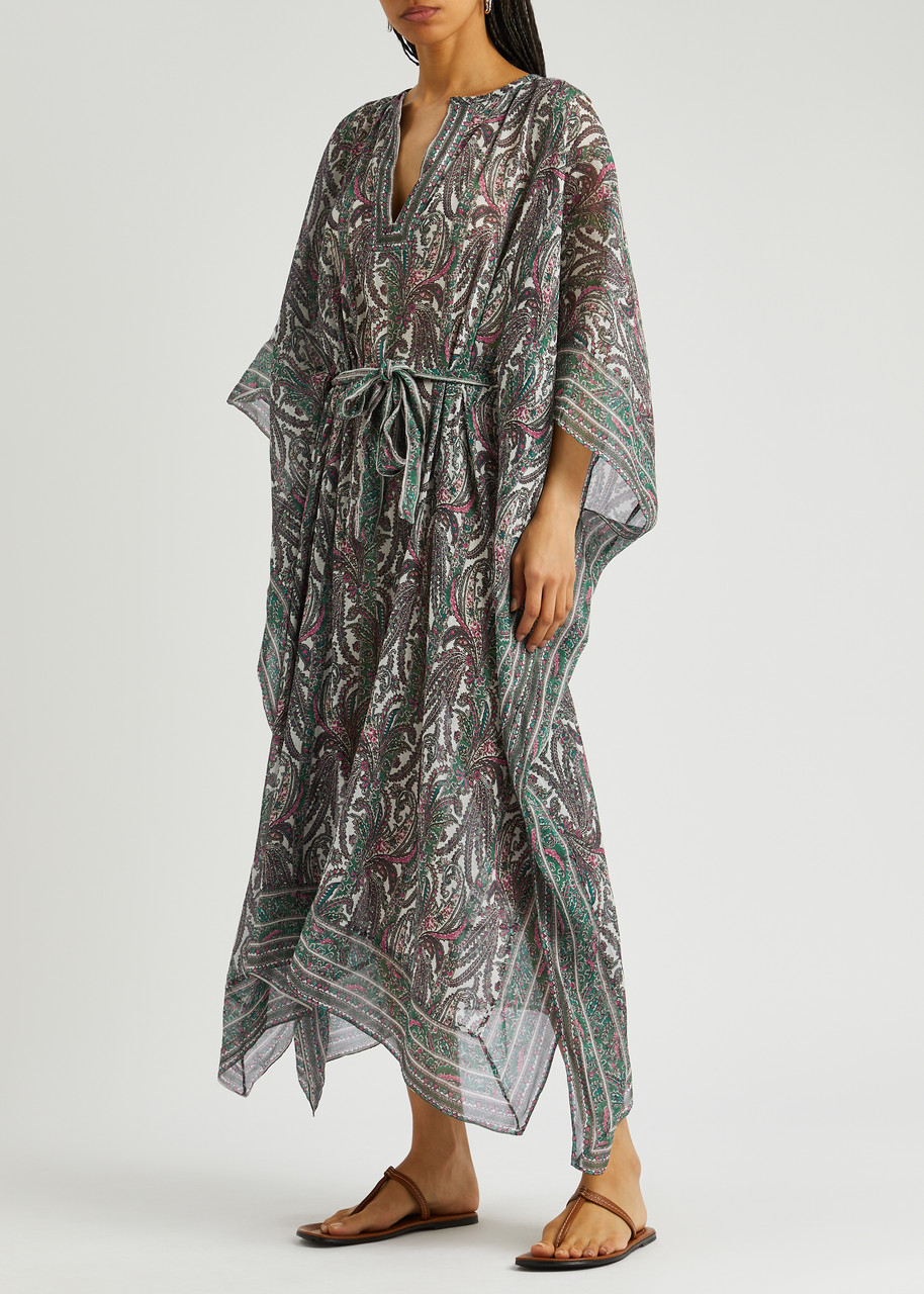 Shop Isabel Marant Bagadhi Printed Cotton-blend Maxi Dress In Ecru