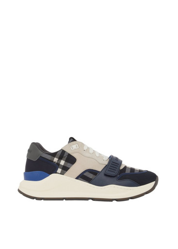 ☆【BURBERRY】☆Nylon, Suede and Vintage Check Sneaker.s☆ Burberry Vintage Check, Suede and Leather Sneakers - Grey