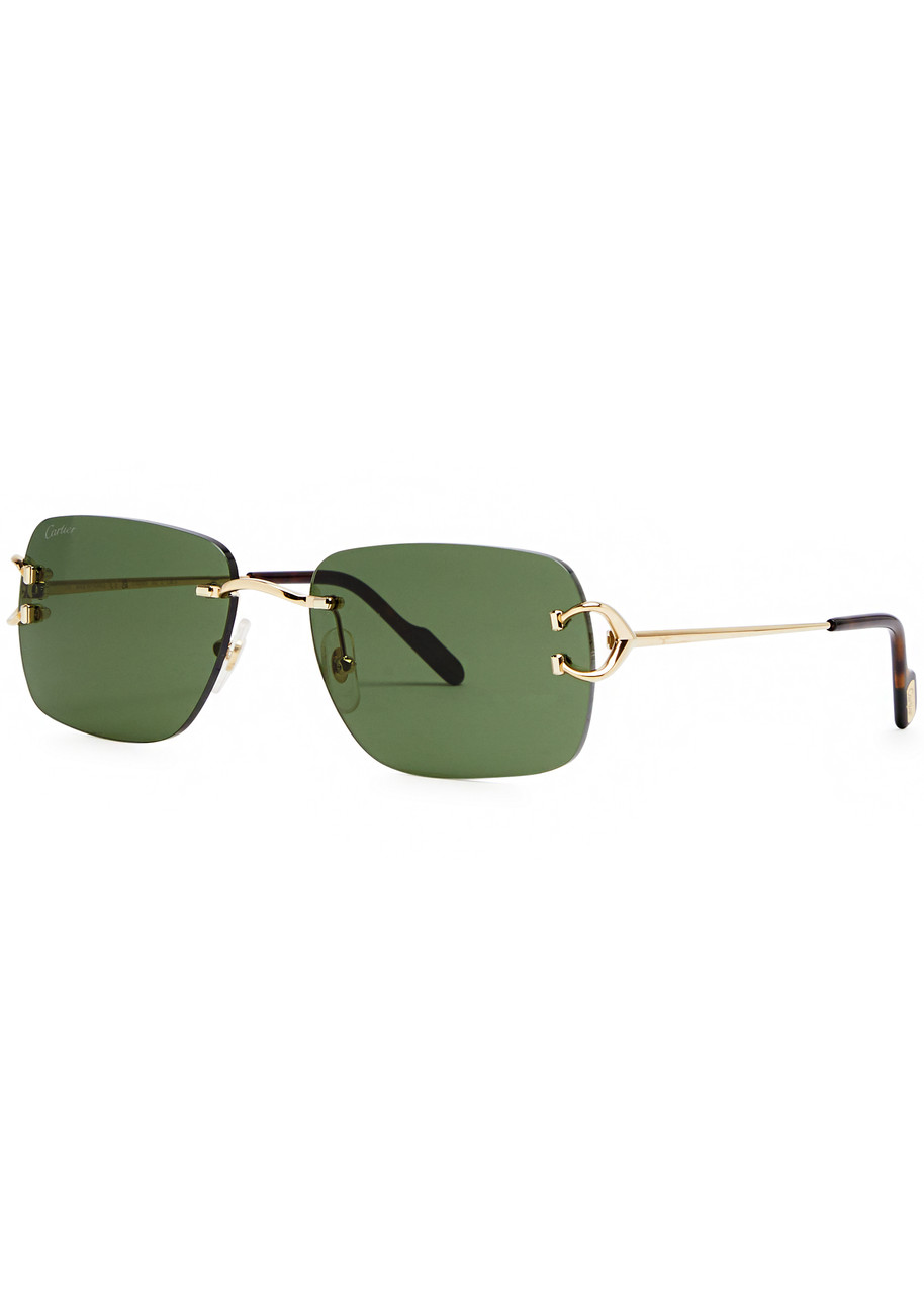 Cartier Signature C De Cartier Rectangle-frame Sunglasses - Gold