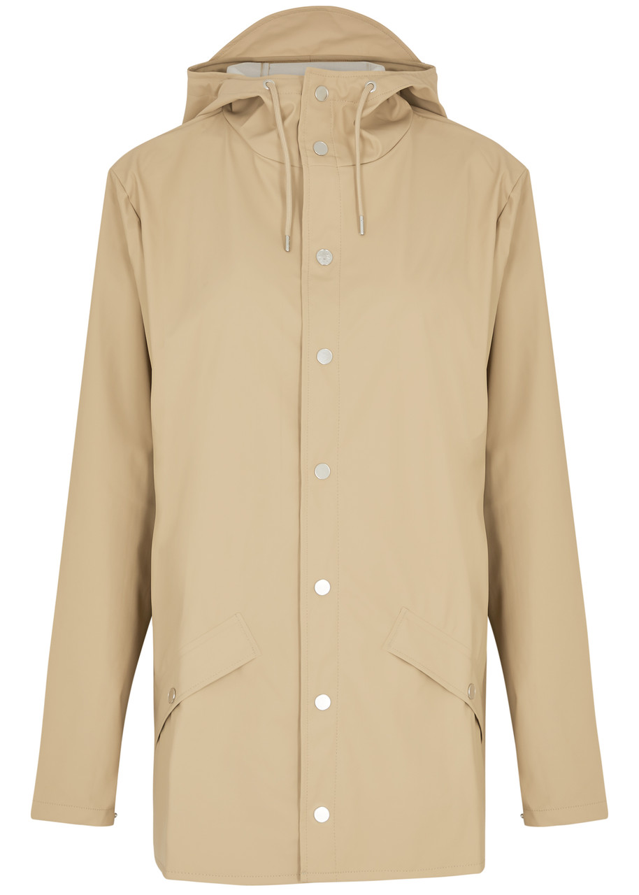 Rains Hooded Rubberised Jacket - Sand - XS