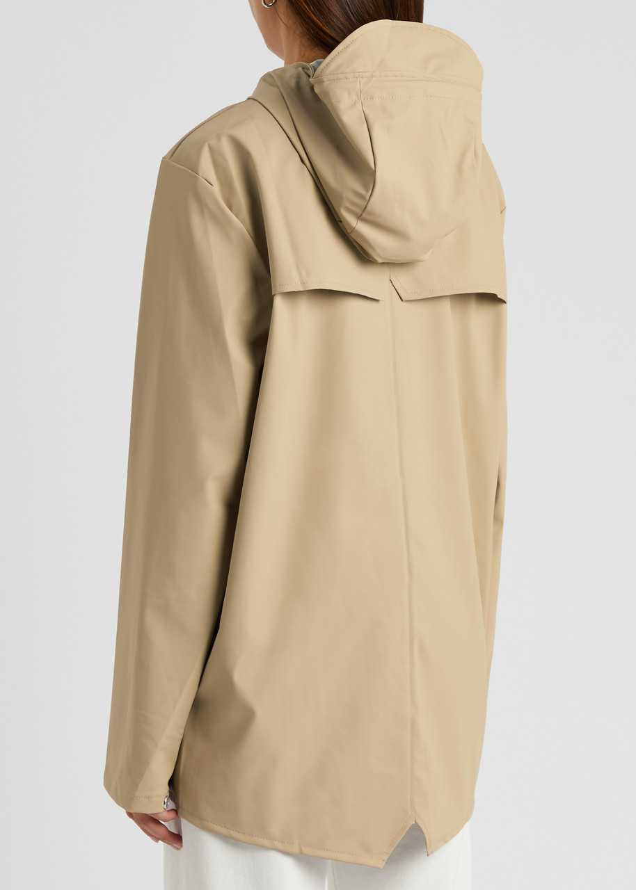  Rains Hooded Rubberised Jacket - Sand - Xs 