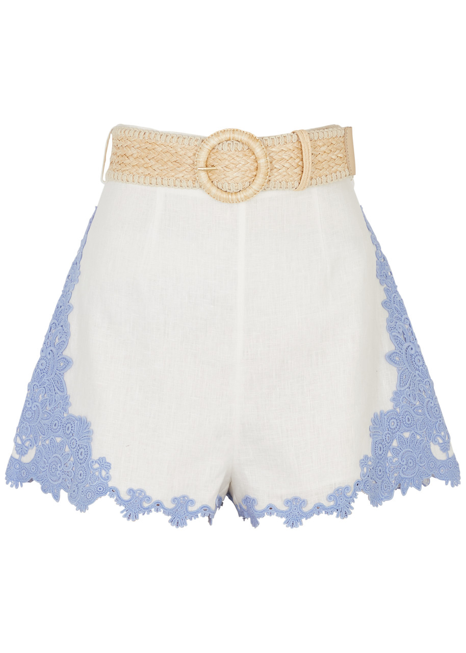 Zimmermann Raie Lace-trimmed Linen Shorts, Shorts, Ivory - 1