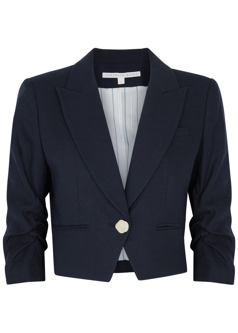 Veronica Beard Delpha Linen-blend Blazer - Navy - 10