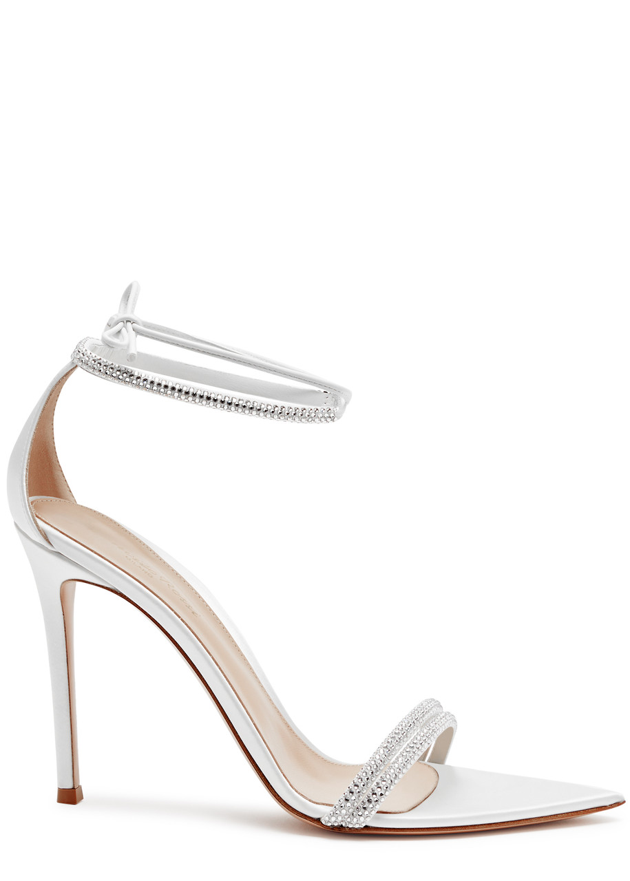 Gianvito Rossi Montecarlo 100 Embellished Satin Sandals In White