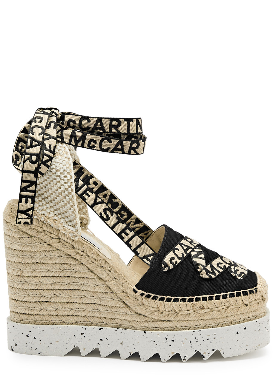 Stella Mccartney Gaia 130 Canvas Wedge Espadrilles - Black - 6