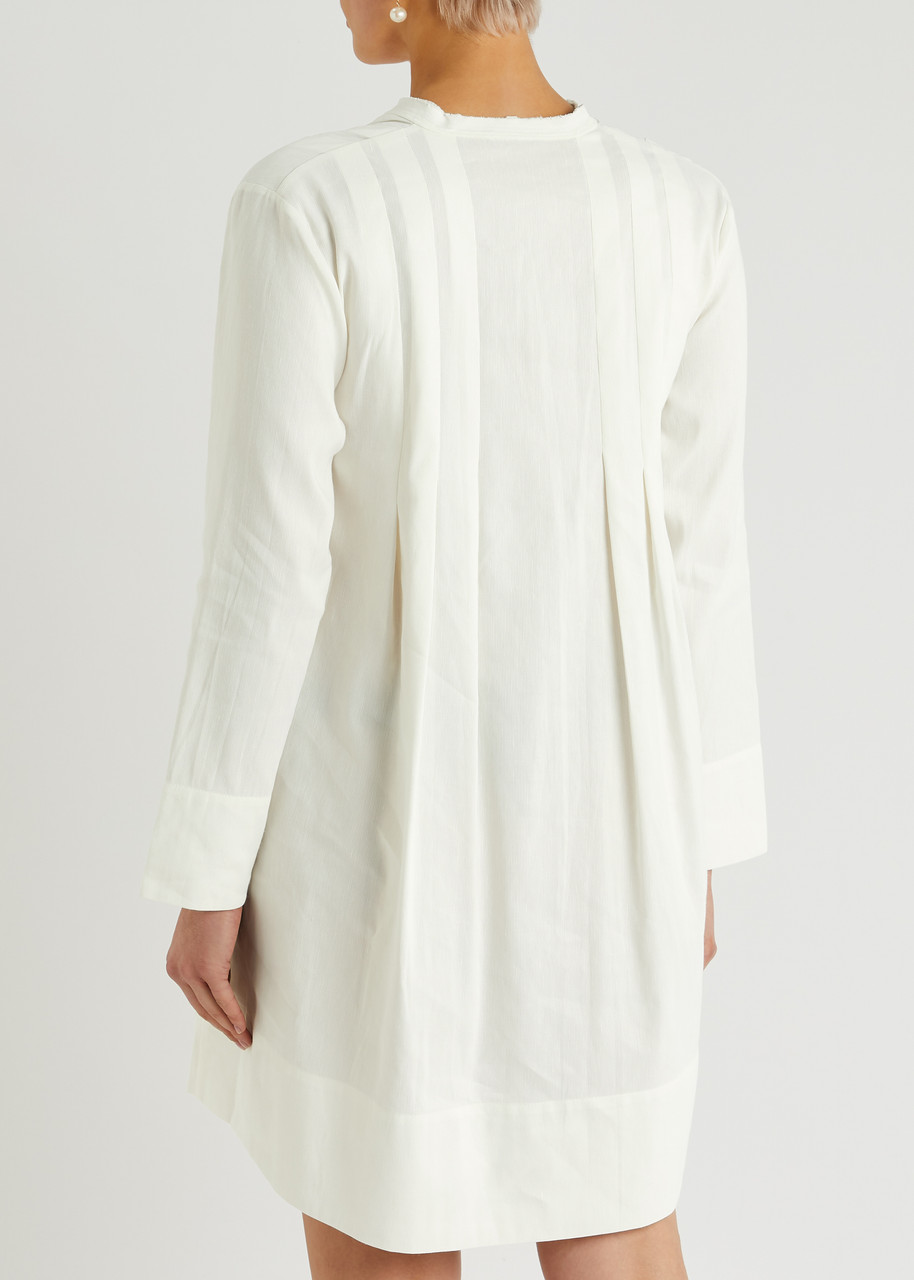  Vince Pleated Linen-blend Mini Dress - White - 12 