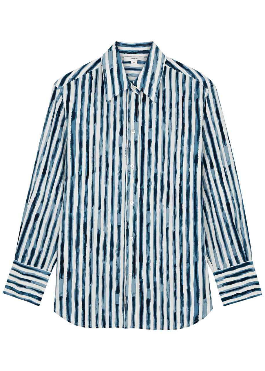 Vince Striped Woven Shirt - Blue - L