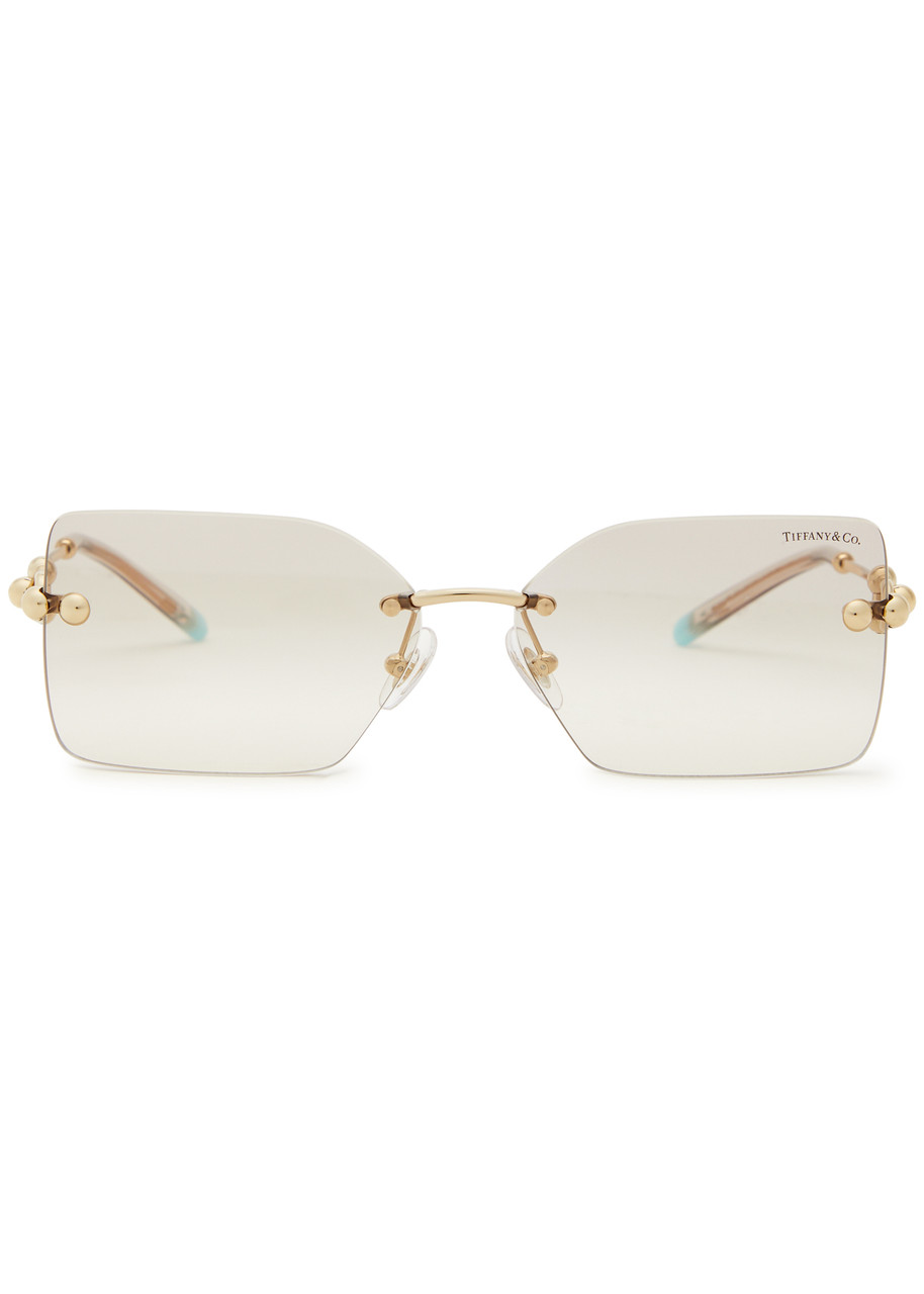  Tiffany & Co. Rimless Rectangle-frame Sunglasses - Gold 