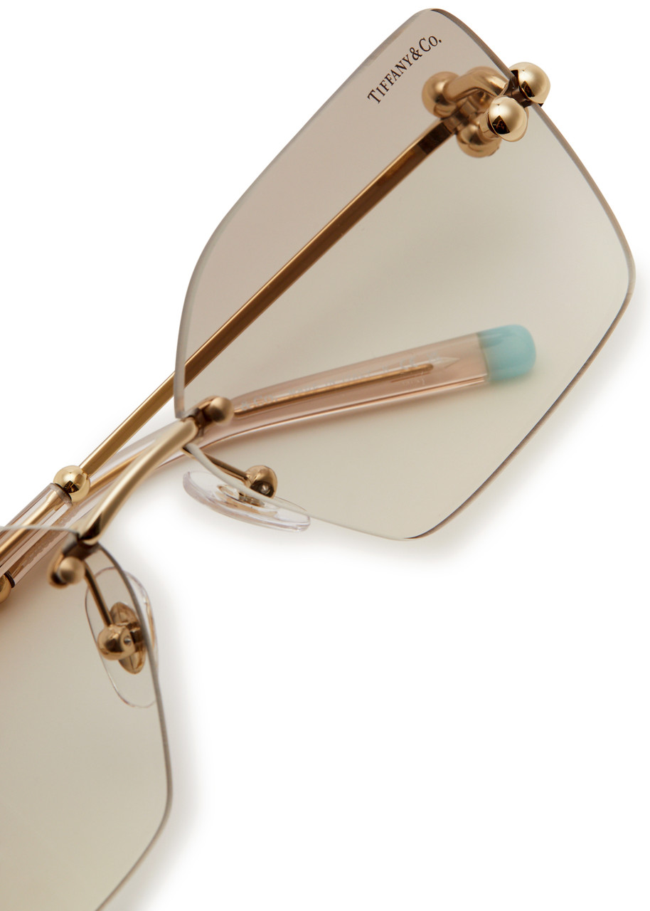  Tiffany & Co. Rimless Rectangle-frame Sunglasses - Gold 