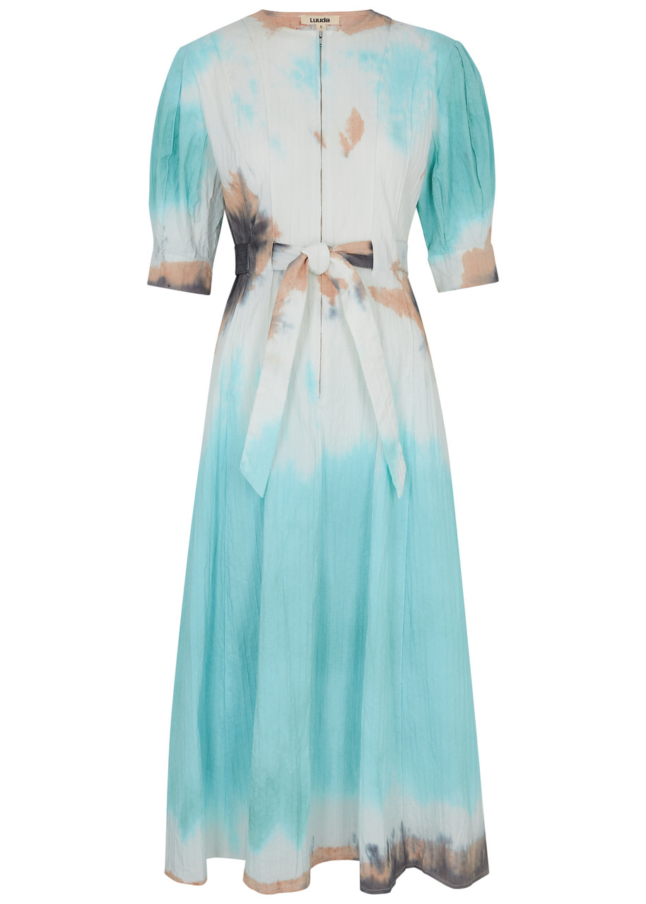 Luuda Tie-dye Stretch-cotton Midi Dress In Blue