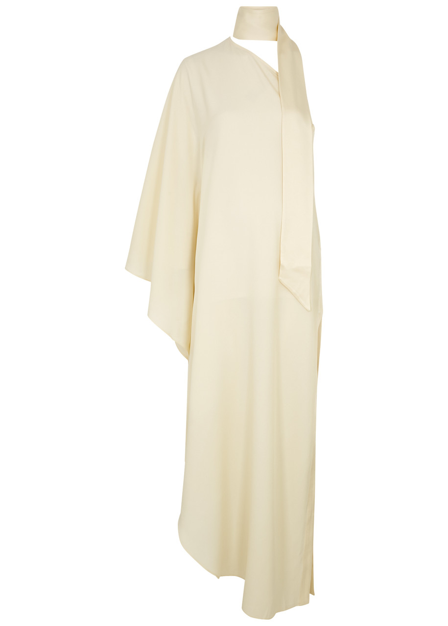 Taller Marmo + Net Sustain Ubud One-shoulder Ruffled Crepe Gown In Ivory